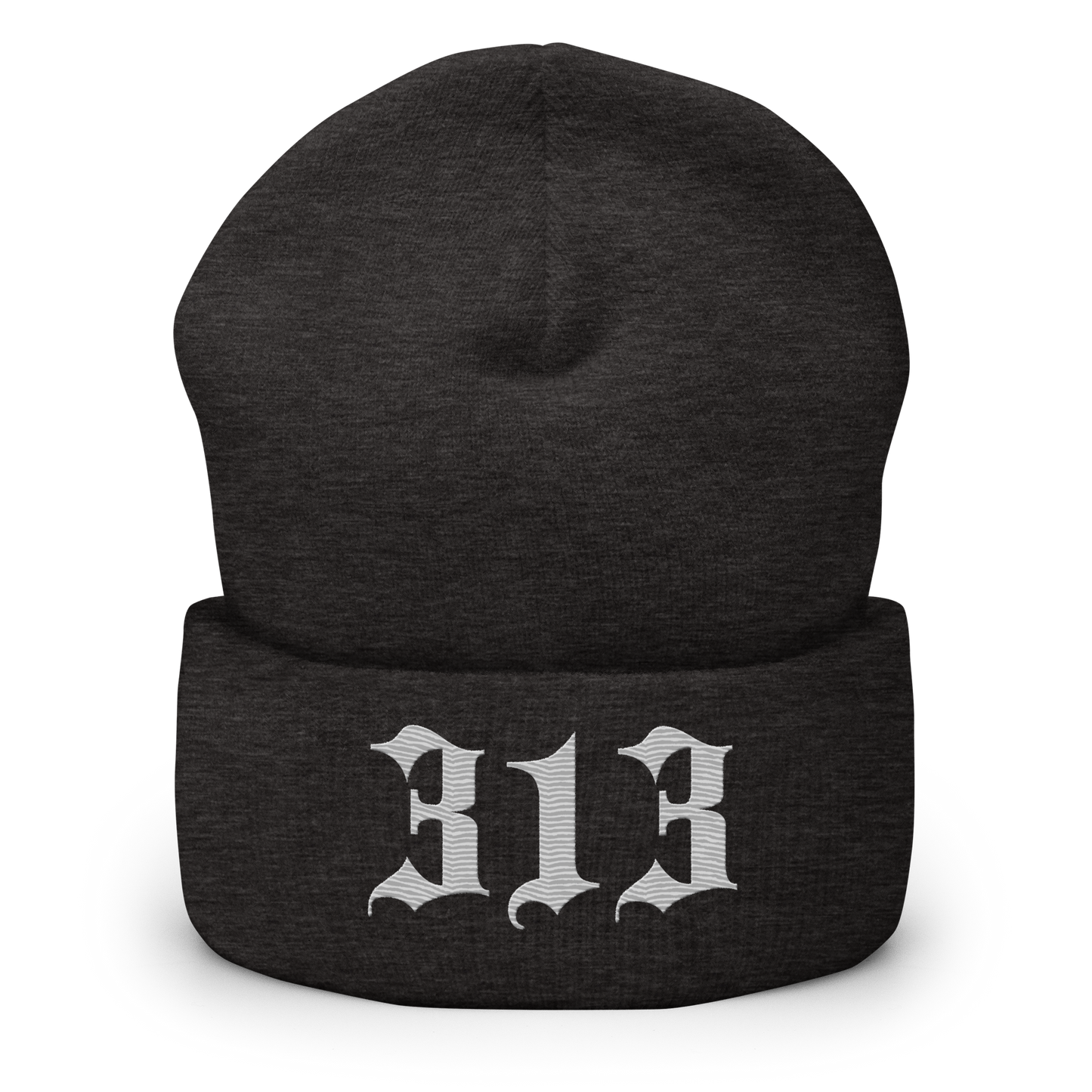 Detroit '313' Cuffed Beanie (Old English Font) | Platinum