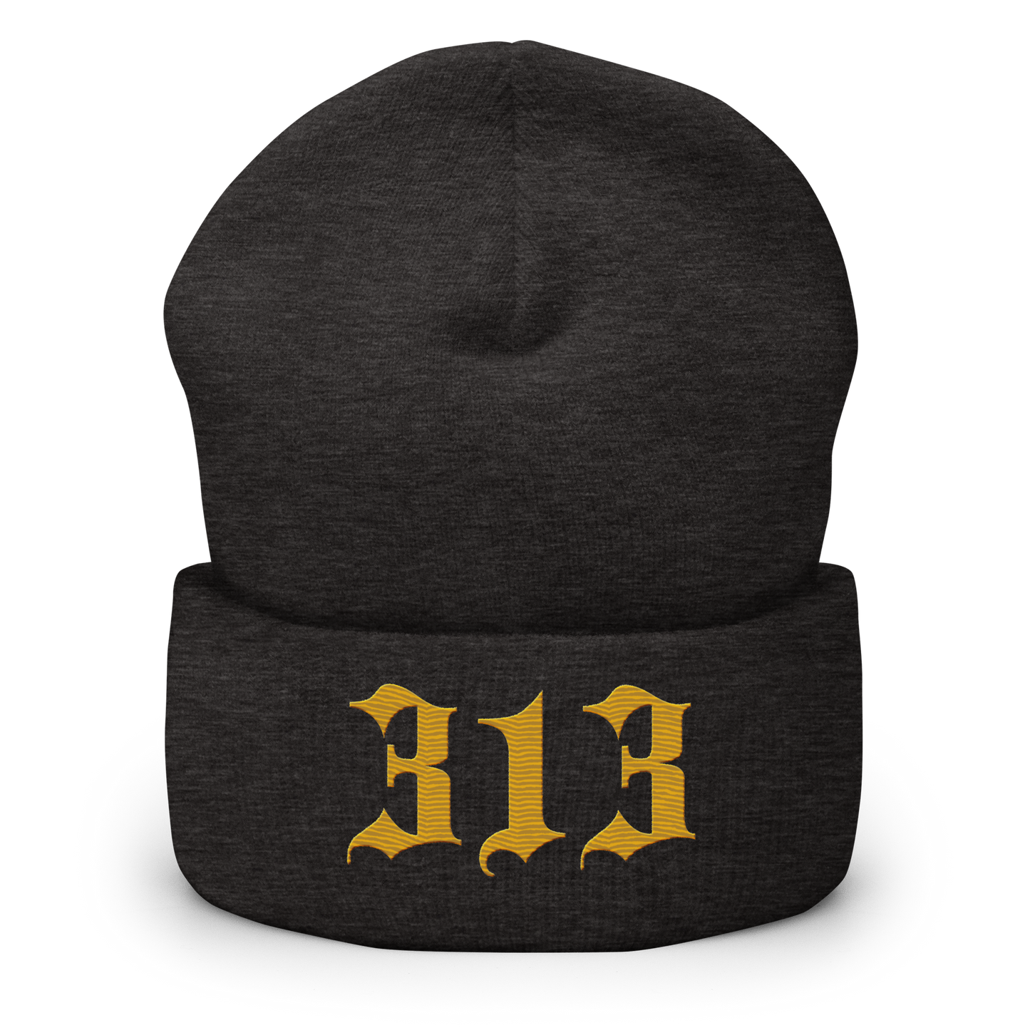 Detroit '313' Cuffed Beanie (Old English Font) | Gold