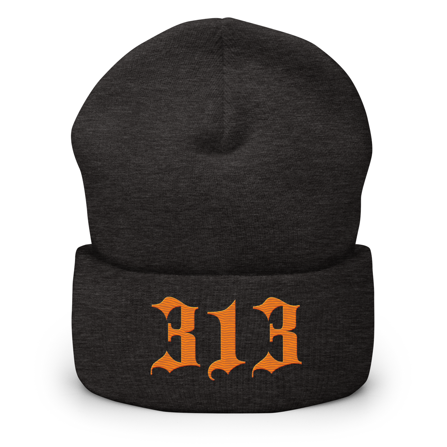 Detroit '313' Cuffed Beanie (Old English Font) | Orange