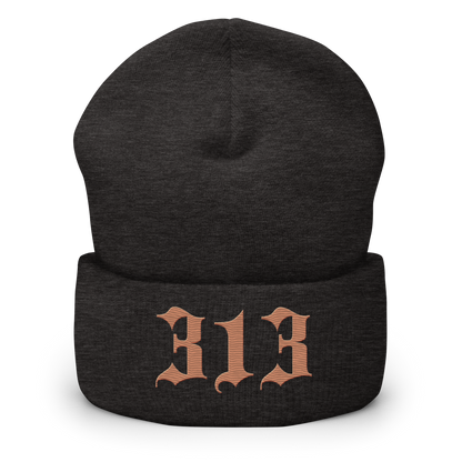 Detroit '313' Cuffed Beanie (Old English Font) | Copper