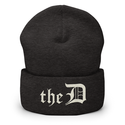 Detroit 'The D' Cuffed Beanie | Ivory White