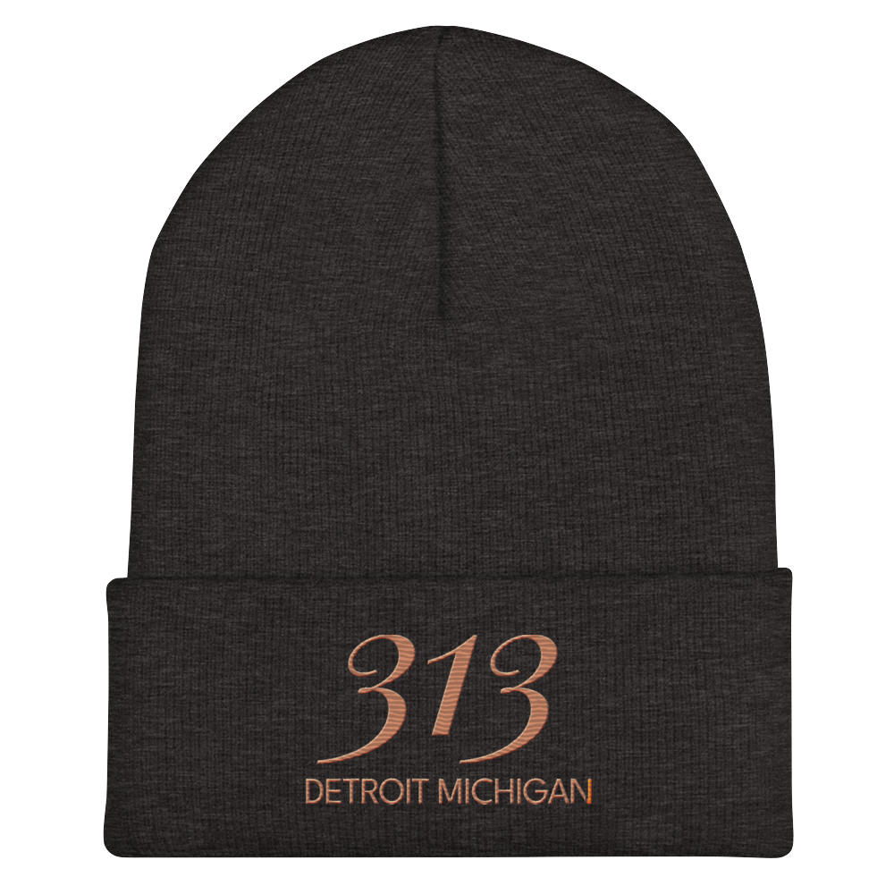 '313 Detroit Michigan' Cuffed Beanie | Copper