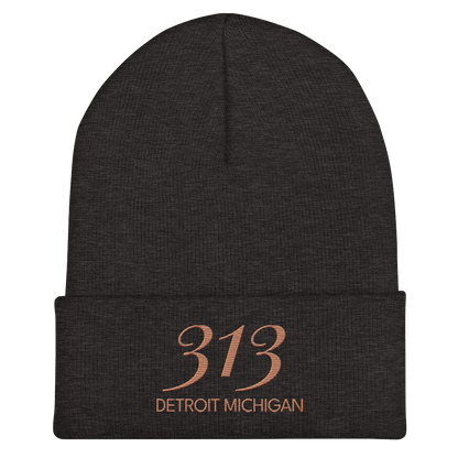 '313 Detroit Michigan' Cuffed Beanie | Copper