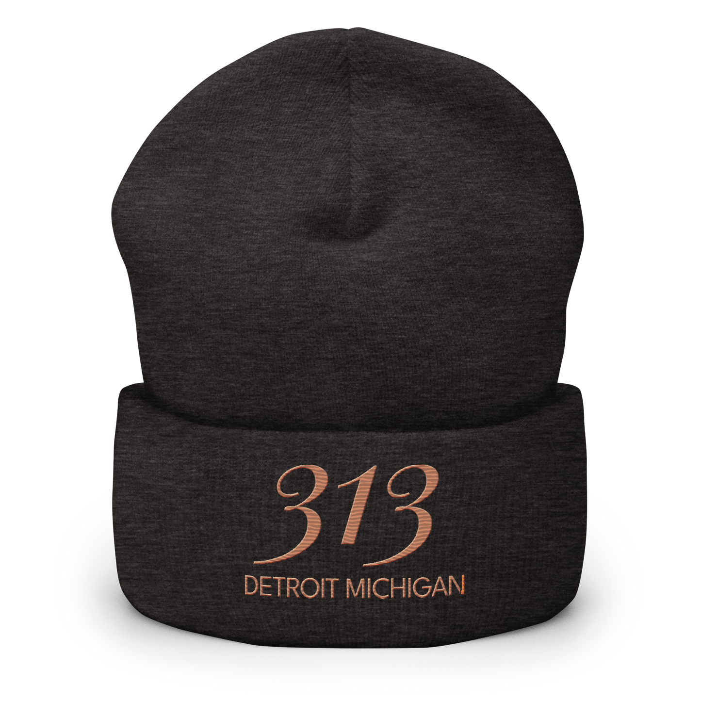 '313 Detroit Michigan' Cuffed Beanie | Copper