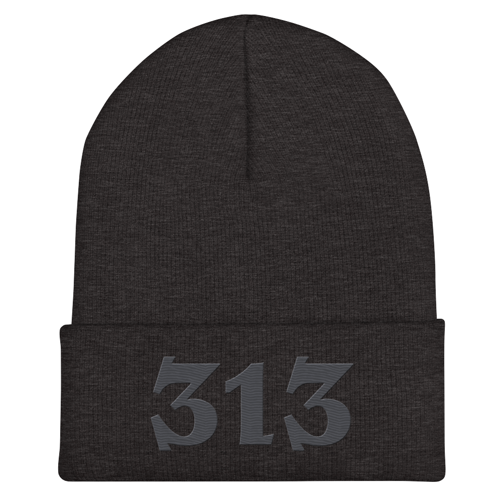 Detroit '313' Cuffed Beanie (Angry Font) | Iron Ore Grey