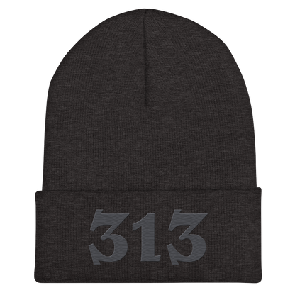 Detroit '313' Cuffed Beanie (Angry Font) | Iron Ore Grey