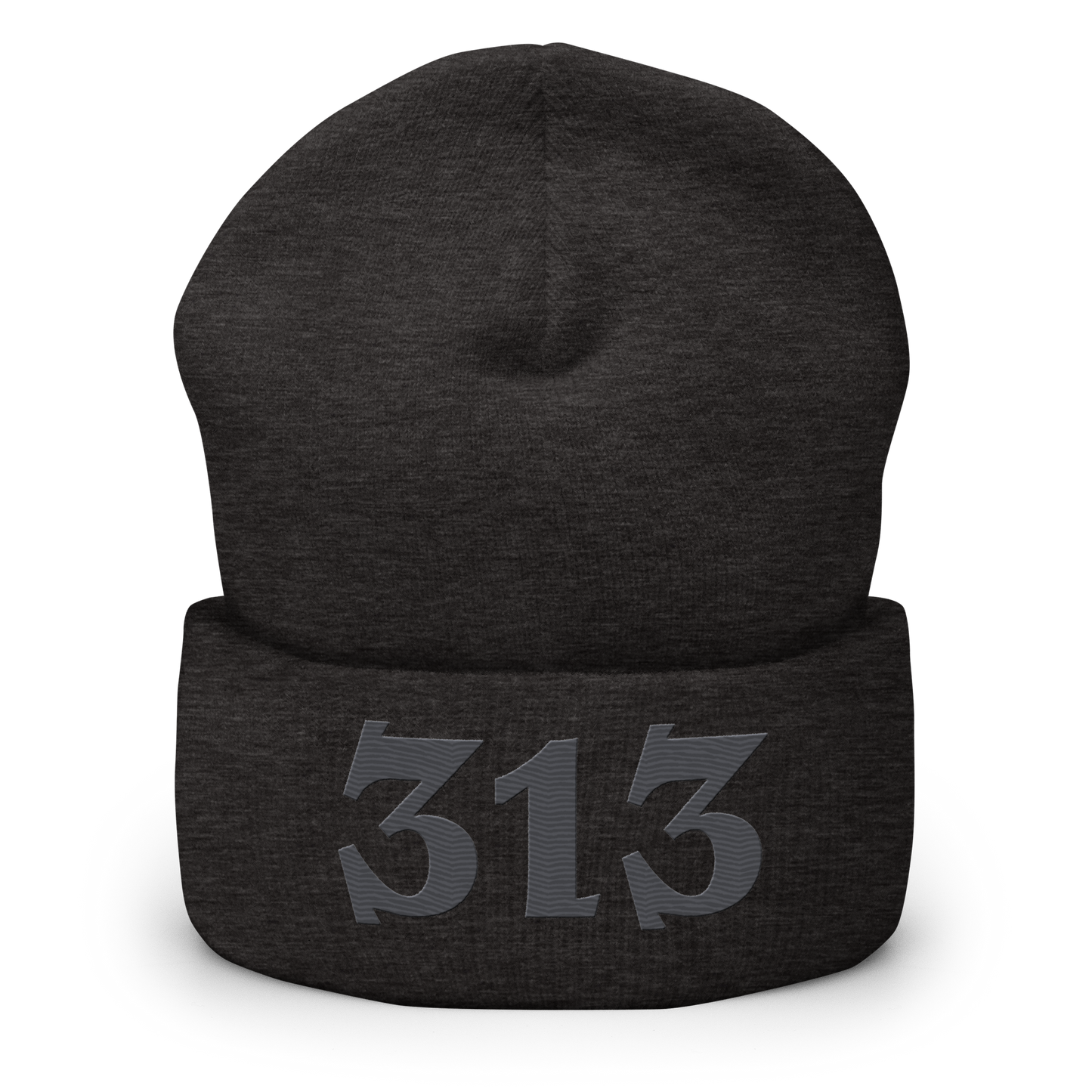 Detroit '313' Cuffed Beanie (Angry Font) | Iron Ore Grey