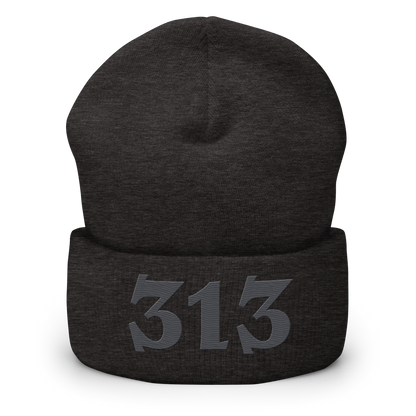 Detroit '313' Cuffed Beanie (Angry Font) | Iron Ore Grey