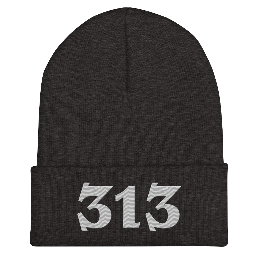 Detroit '313' Cuffed Beanie (Angry Font) | Platinum