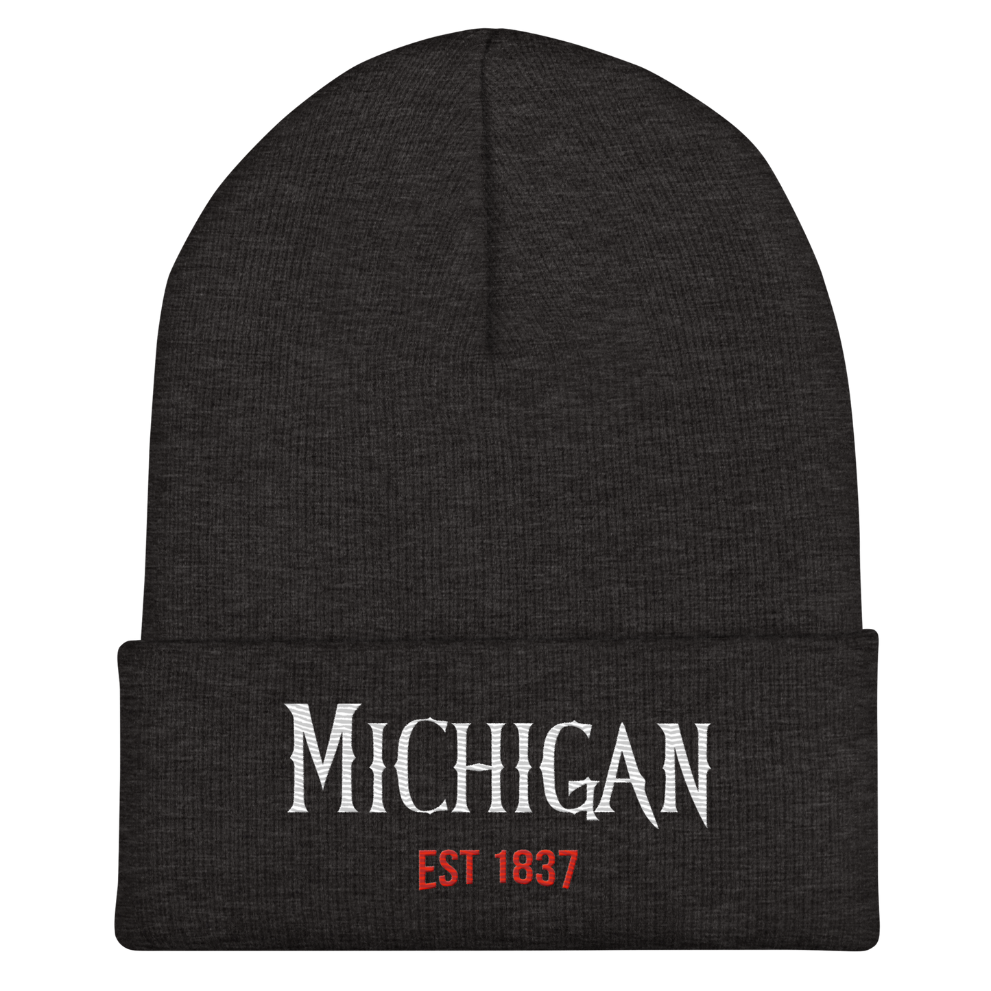 'Michigan EST 1837' Cuffed Beanie | Spooky Drama Parody