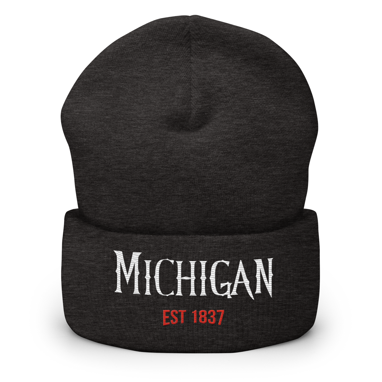 'Michigan EST 1837' Cuffed Beanie | Spooky Drama Parody