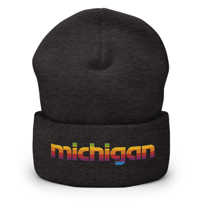 'Michigan' Cuffed Beanie | 80s Pomaceous Tech Parody