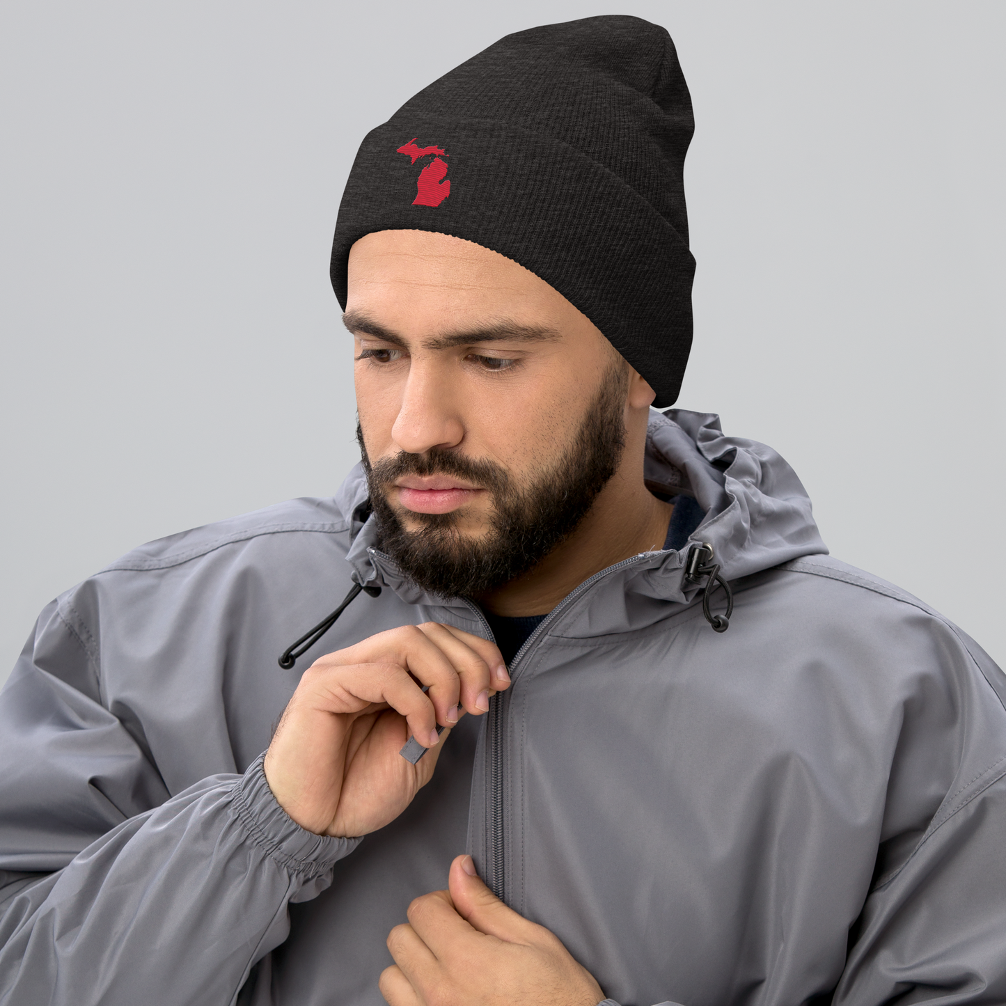 Michigan Cuffed Beanie | Lighthouse Red Outline