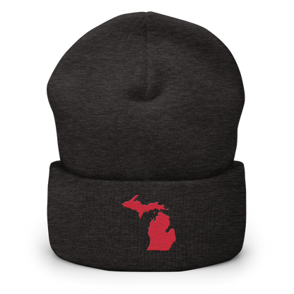 Michigan Cuffed Beanie | Lighthouse Red Outline