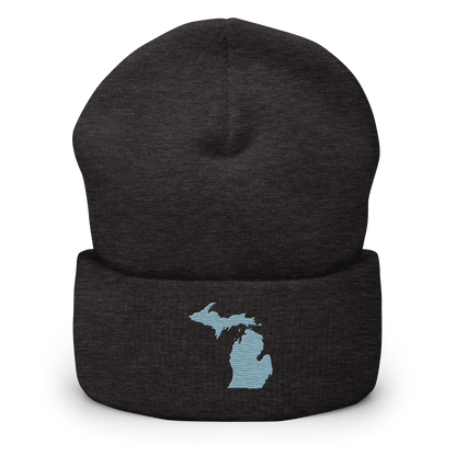 Michigan Cuffed Beanie | Opal Blue Outline