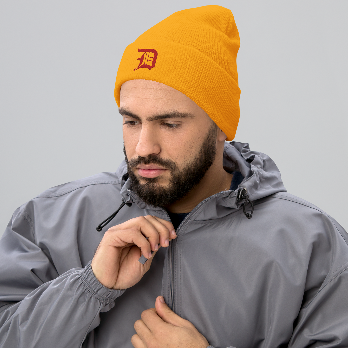 Detroit 'Old English D' Cuffed Beanie (Aliform Red)