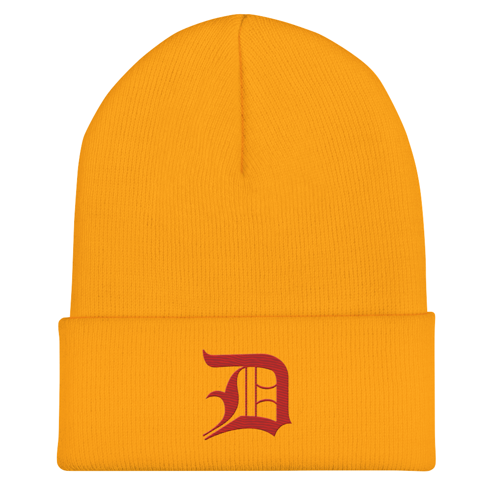 Detroit 'Old English D' Cuffed Beanie (Aliform Red)