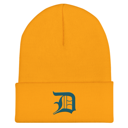 Detroit 'Old English D' Cuffed Beanie (Auburn HIlls Teal)