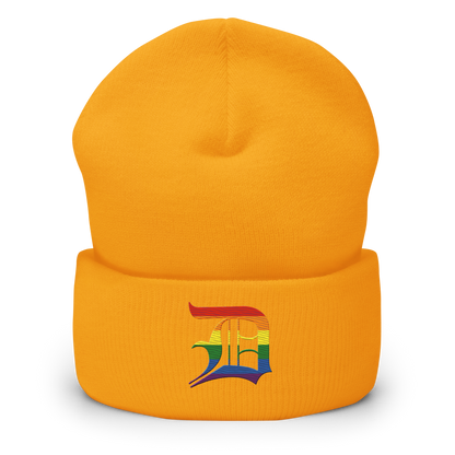 Detroit 'Old English D' Cuffed Beanie (Rainbow Pride Edition)