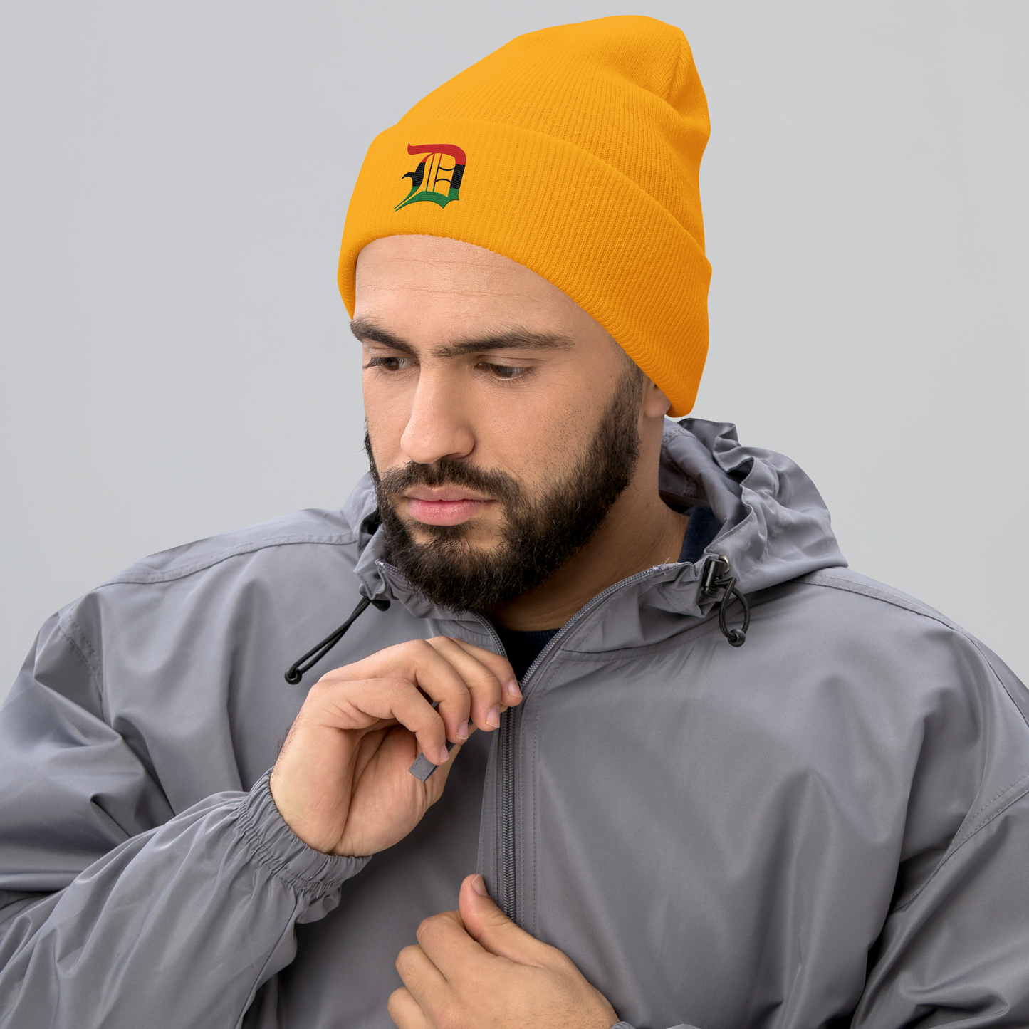 Detroit 'Old English D' Cuffed Beanie (Pan-African Edition)