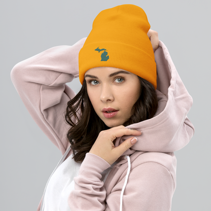 Michigan Cuffed Beanie | Copper Green Outline