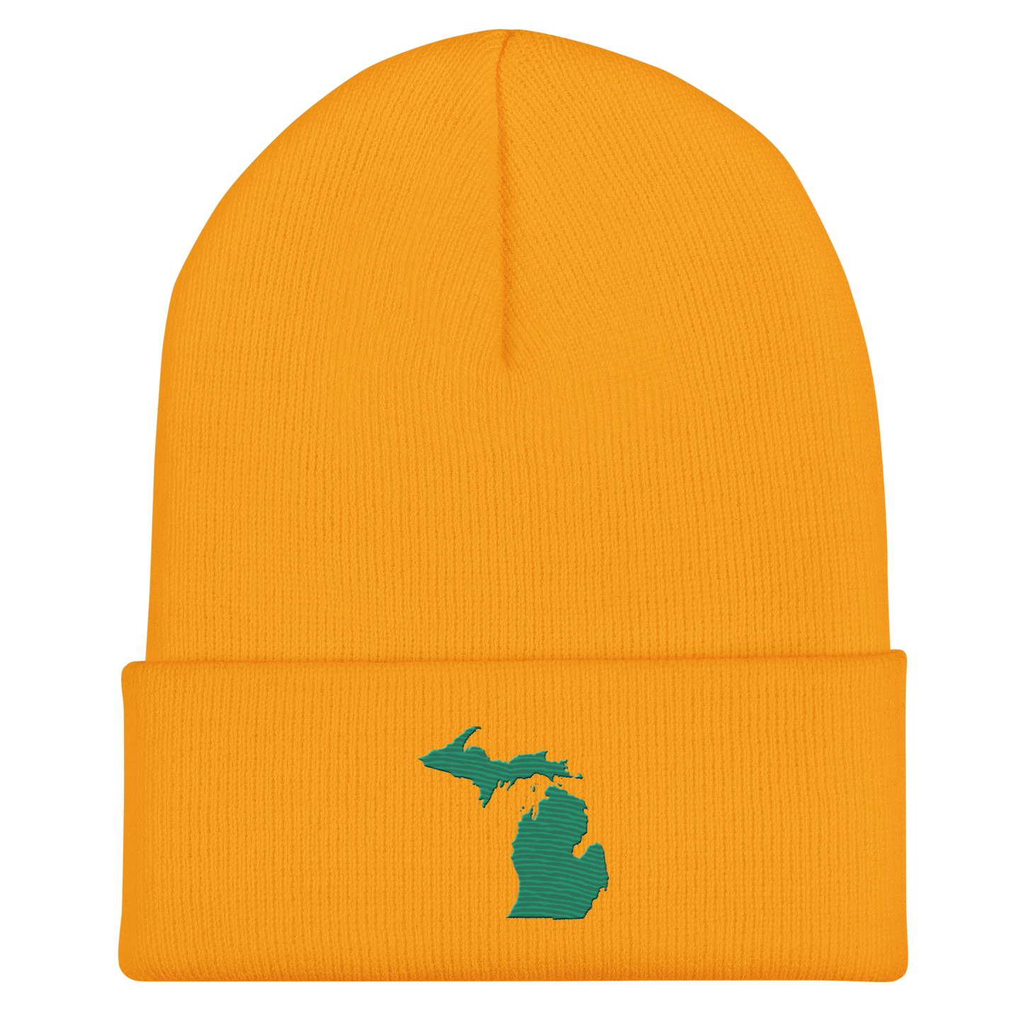 Michigan Cuffed Beanie | Emerald Green Outline