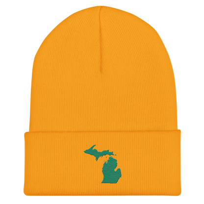 Michigan Cuffed Beanie | Emerald Green Outline