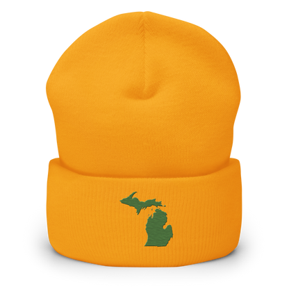 Michigan Cuffed Beanie | Pine Green Outline