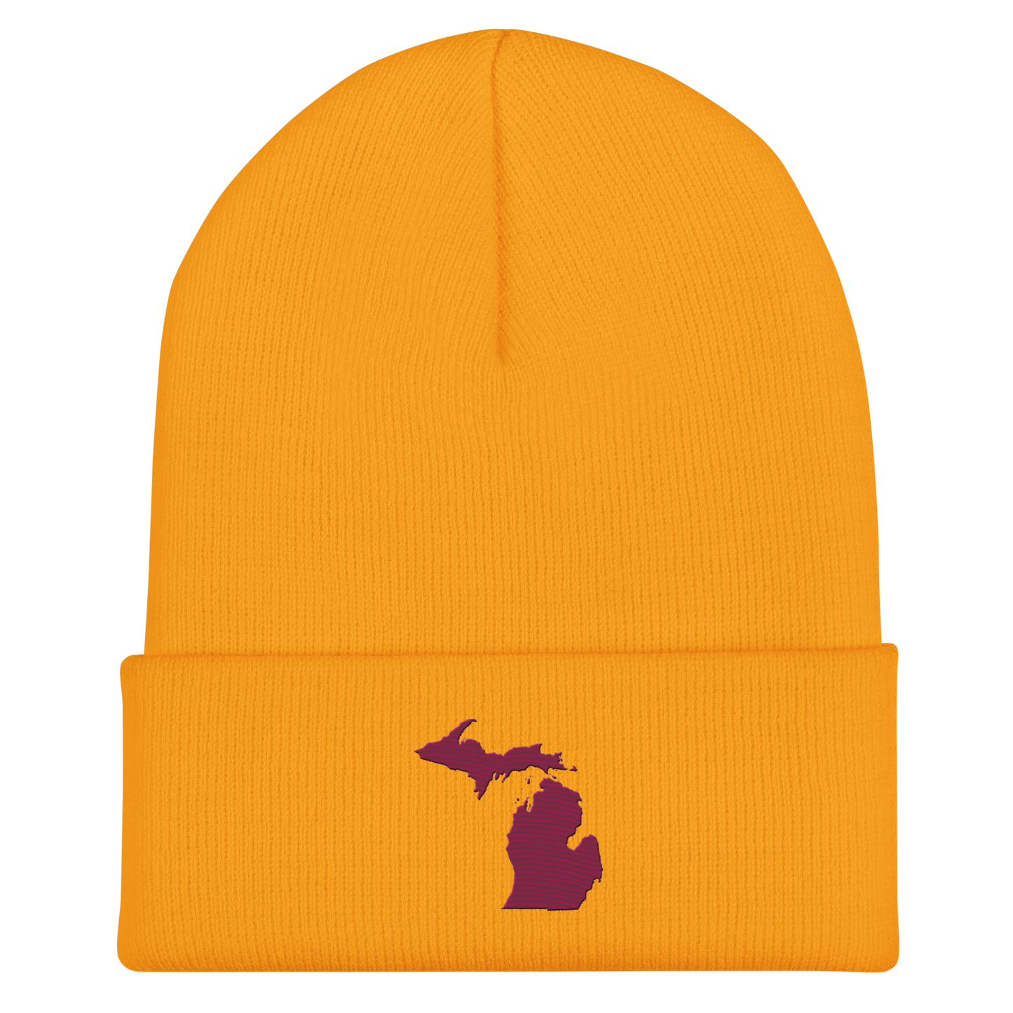 Michigan Cuffed Beanie | Ruby Red Outline