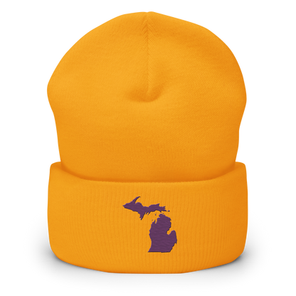 Michigan Cuffed Beanie | Plum Outline