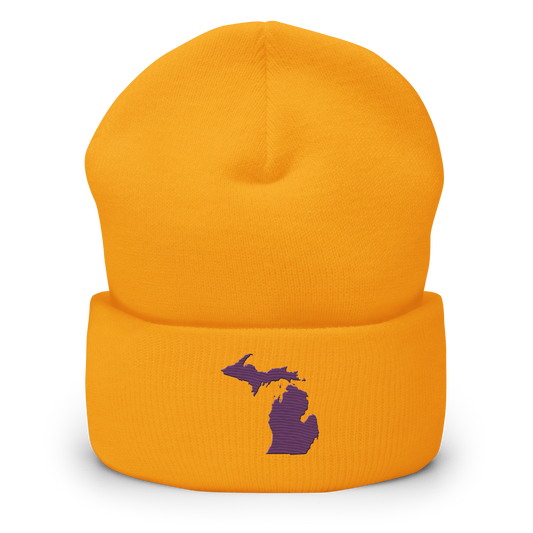 Michigan Cuffed Beanie | Plum Outline