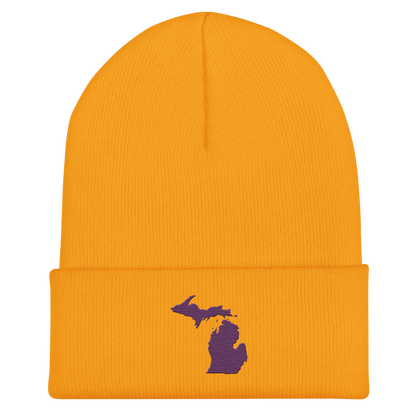 Michigan Cuffed Beanie | Plum Outline