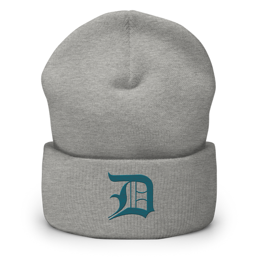 Detroit 'Old English D' Cuffed Beanie (Auburn HIlls Teal)