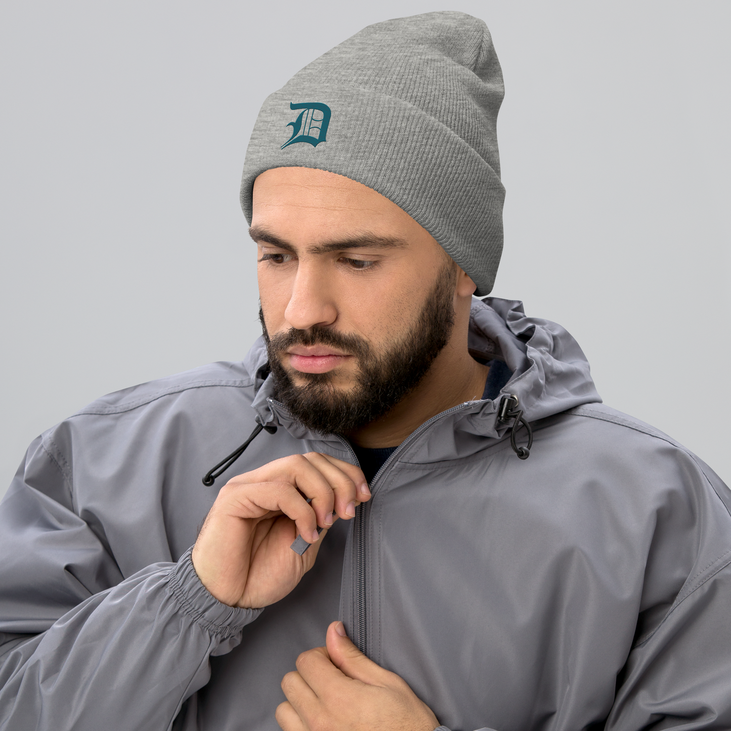 Detroit 'Old English D' Cuffed Beanie (Auburn HIlls Teal)