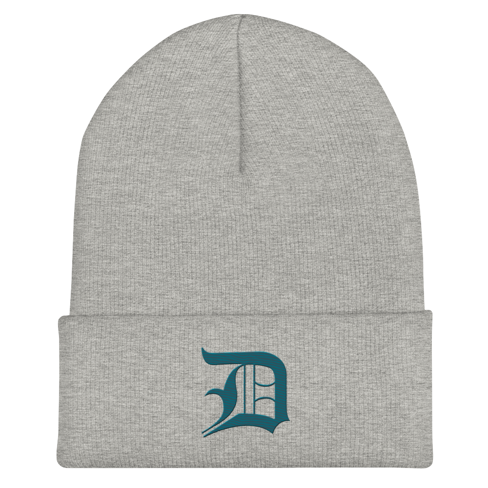 Detroit 'Old English D' Cuffed Beanie (Auburn HIlls Teal)