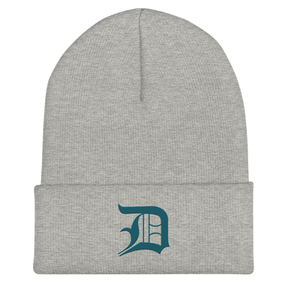 Detroit 'Old English D' Cuffed Beanie (Auburn HIlls Teal)