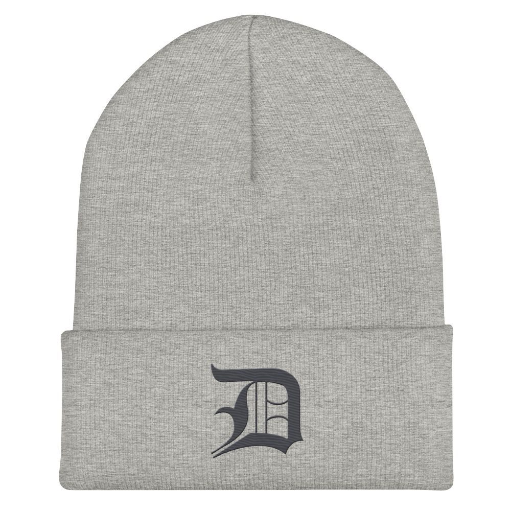 Detroit 'Old English D' Cuffed Beanie (Iron Ore Grey)