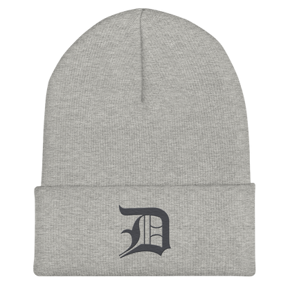 Detroit 'Old English D' Cuffed Beanie (Iron Ore Grey)