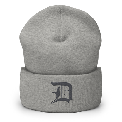 Detroit 'Old English D' Cuffed Beanie (Iron Ore Grey)