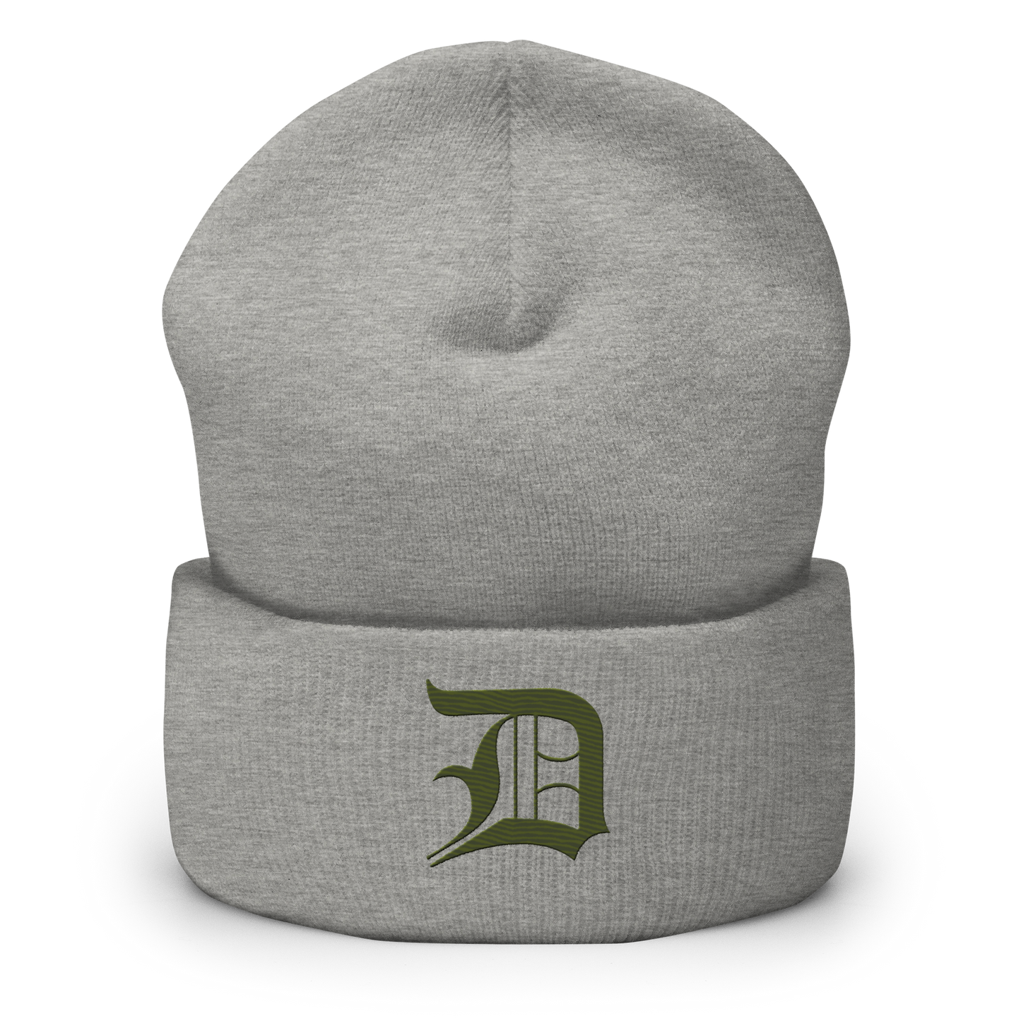 Detroit 'Old English D' Cuffed Beanie (Army Green)