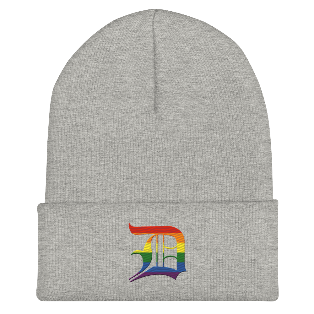 Detroit 'Old English D' Cuffed Beanie (Rainbow Pride Edition)