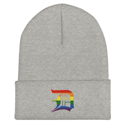 Detroit 'Old English D' Cuffed Beanie (Rainbow Pride Edition)