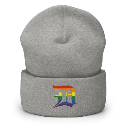 Detroit 'Old English D' Cuffed Beanie (Rainbow Pride Edition)