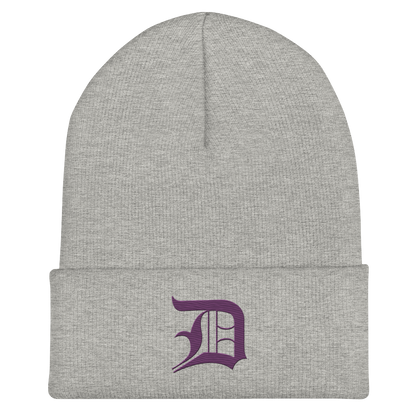 Detroit 'Old English D' Cuffed Beanie (Plum)