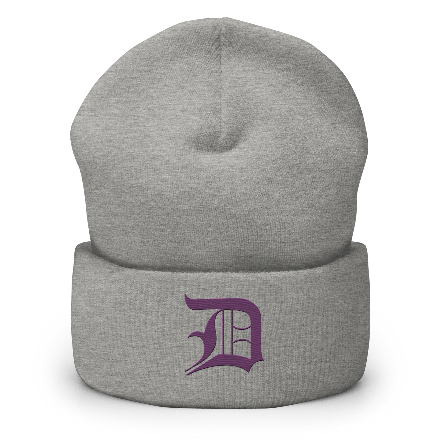 Detroit 'Old English D' Cuffed Beanie (Plum)