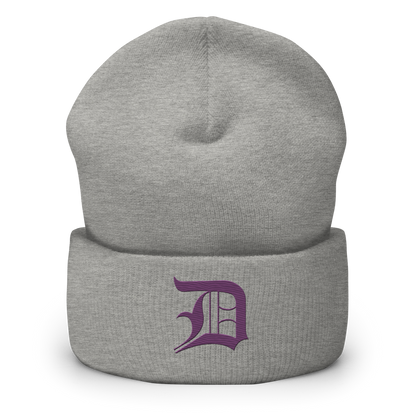 Detroit 'Old English D' Cuffed Beanie (Plum)