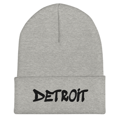 'Detroit' Cuffed Beanie (Tag Font) | Black