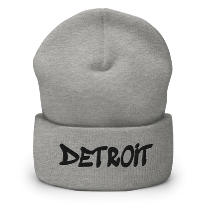 'Detroit' Cuffed Beanie (Tag Font) | Black