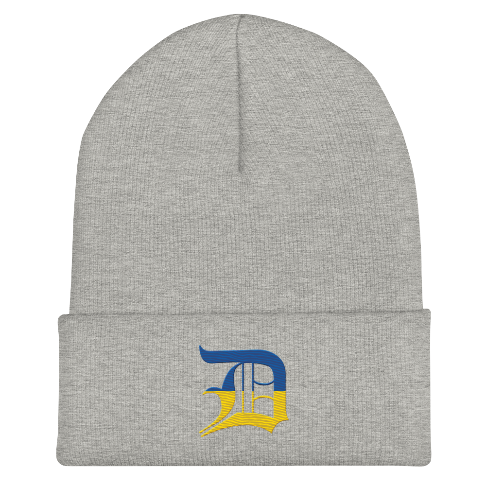 Detroit 'Old English D' Cuffed Beanie (Ukraine Edition)