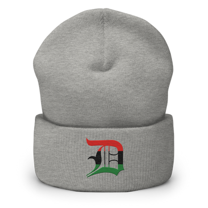 Detroit 'Old English D' Cuffed Beanie (Pan-African Edition)